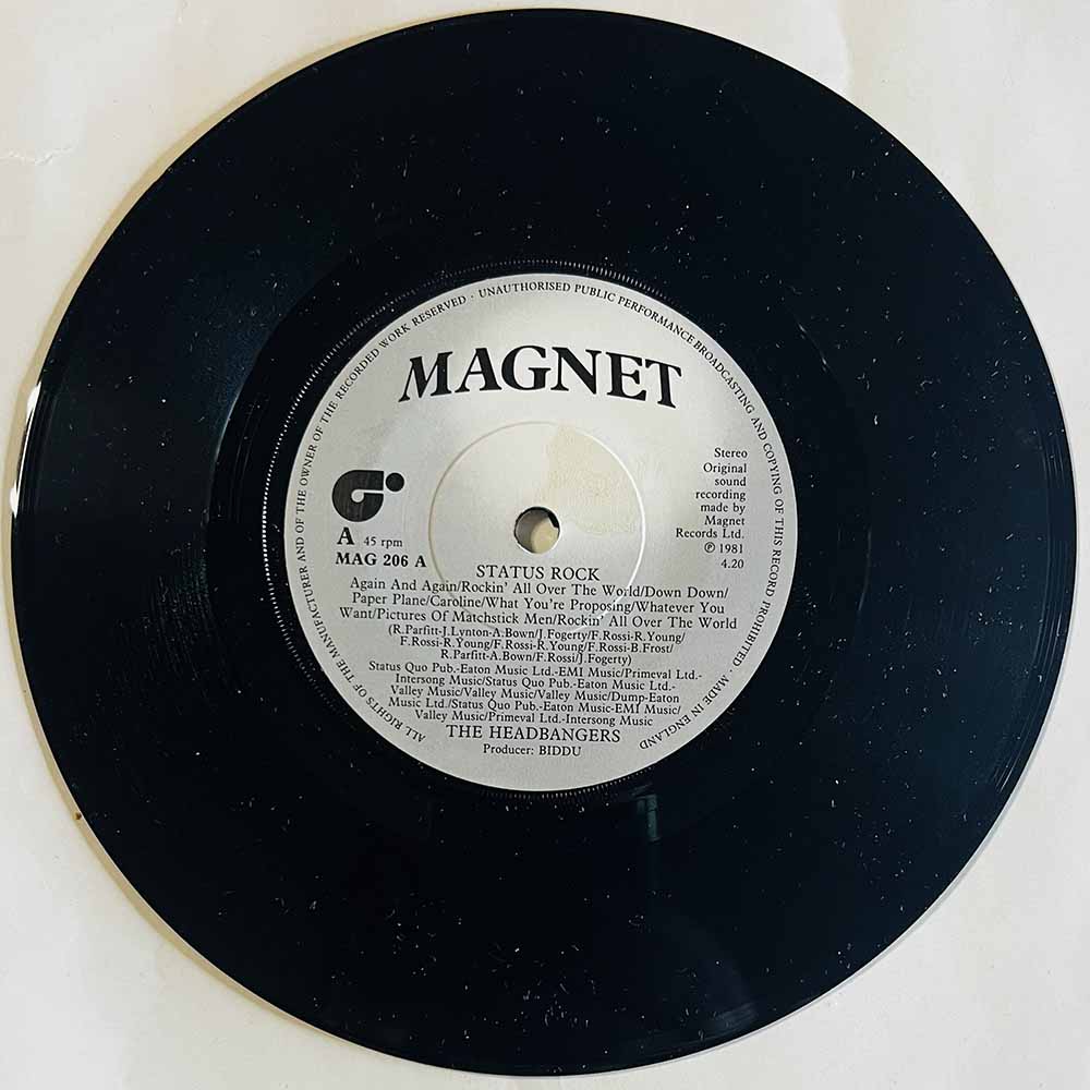 Headbangers Käytetty 7” ei kuvakantta Status Rock  kansi Ei kuvakantta levy EX käytetty vinyylisingle