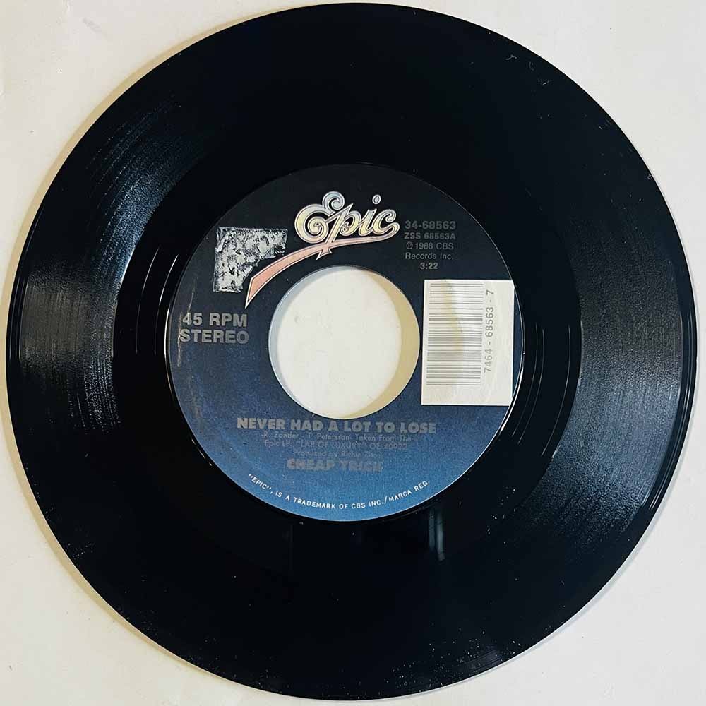 Cheap Trick Käytetty 7” ei kuvakantta Never Had A Lot To Lose  kansi Ei kuvakantta levy ex käytetty vinyylisingle