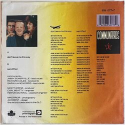 Communards vinyylisingle Don't Leave Me This Way  kansi VG+ levy EX käytetty vinyylisingle