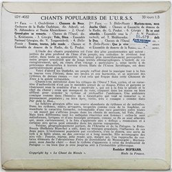 Chœurs De l'Oural vinyylisingle Chants Populaires De L'U.S.S.R.  kansi VG+ levy VG käytetty vinyylisingle