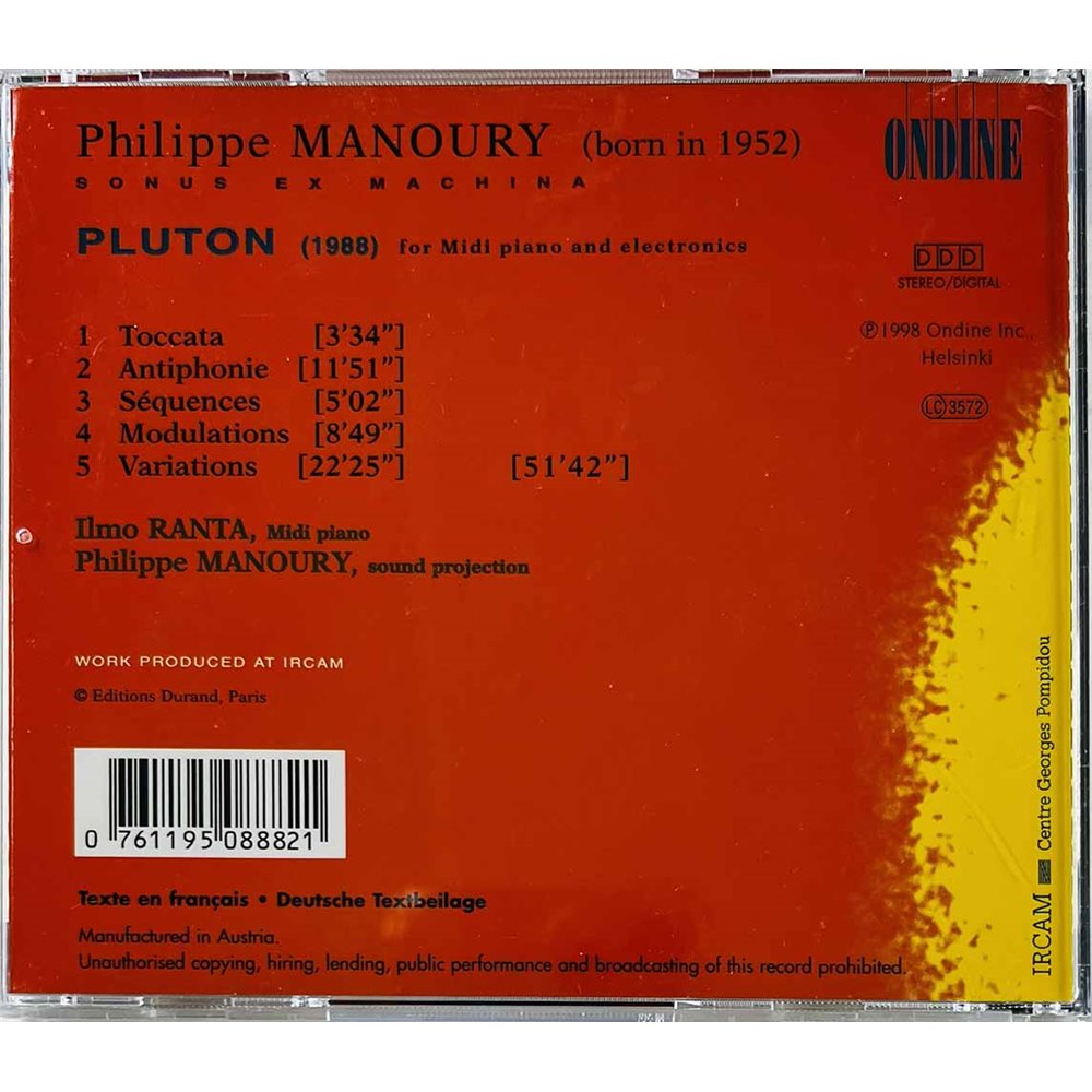 Ilmo Ranta Philippe Manoury, Ilmo Ranta Pluton - Käytetty CD