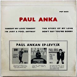 Anka Paul vinyylisingle Tonight My Love Tonight EP  kansi VG levy VG käytetty vinyylisingle