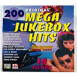 Gene Vincent, Link Wray, Shangri-Las CD 200 Original Mega Jukebox Hits 10CD  kansi EX levy EX Käytetty CD