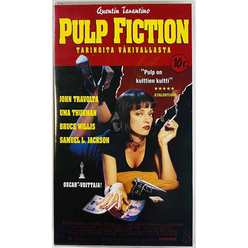 VHS - Elokuva: Pulp Fiction – tarinoita väkivallasta kansipaperi EX VHS-kasetin kunto EX VHS video