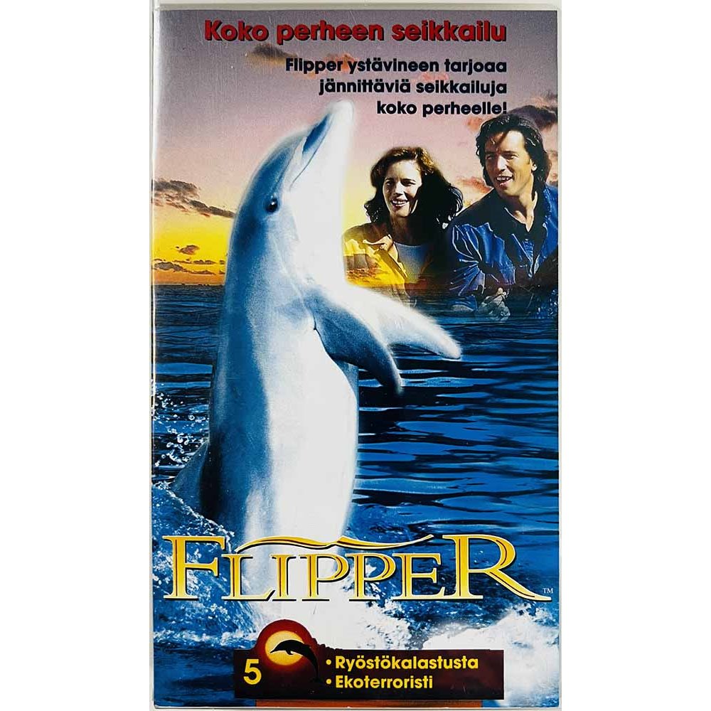 VHS - Elokuva: Flipper 5: ryöstökalastusta ekoteroristi kansipaperi EX VHS-kasetin kunto EX- VHS video