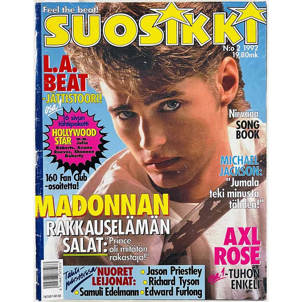 Suosikki 1992 N:o 2 Tähtijulisteessa Samuli Edelmann, Richard Tyson ym. aikakauslehti