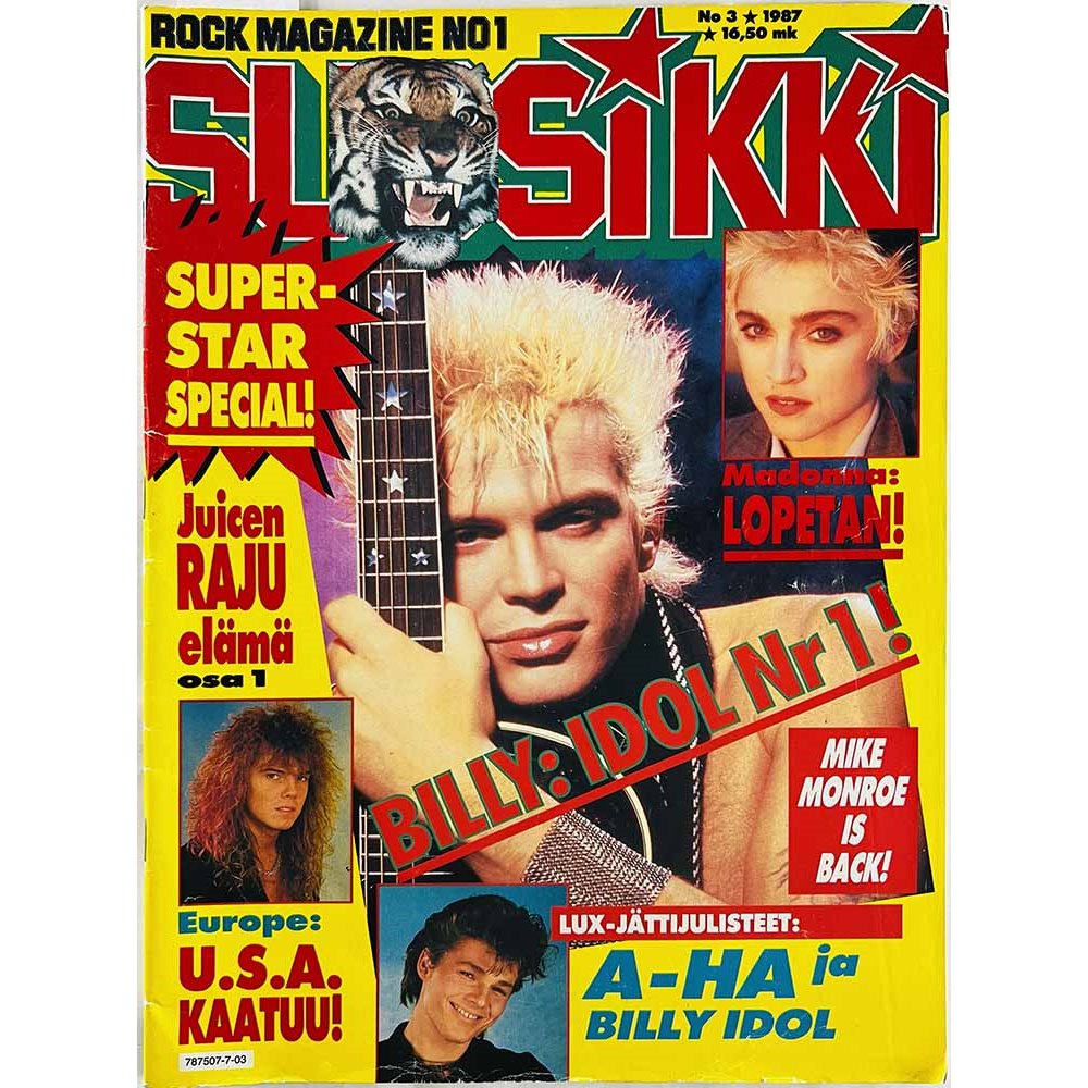Suosikki 1987 No 3 Julisteet: A-HA ja Billy Idol aikakauslehti