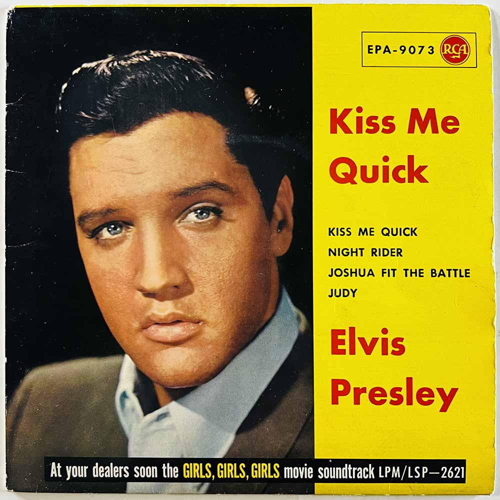 Elvis Presley vinyylisingle Kiss Me Quick EP  kansi VG levy VG+ käytetty vinyylisingle