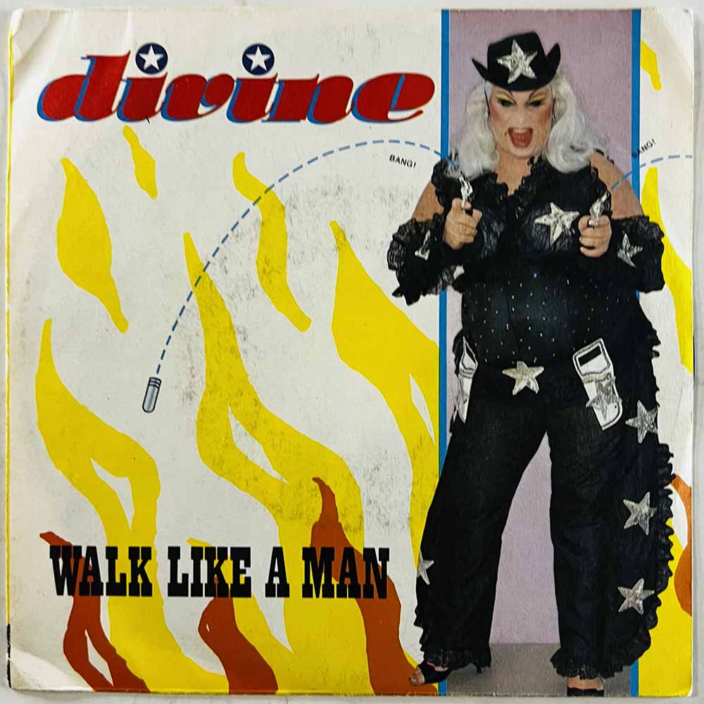 Divine vinyylisingle Walk Like A Man / Man Talk  kansi G+ levy VG+ käytetty vinyylisingle