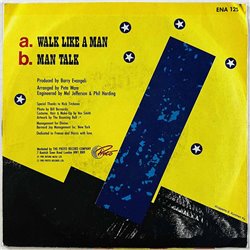 Divine vinyylisingle Walk Like A Man / Man Talk  kansi G+ levy VG+ käytetty vinyylisingle