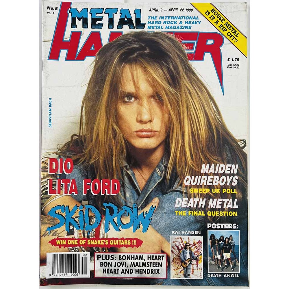 Metal Hammer Magazine 1990 No.8 Vol.5 Dio, Lita Ford, Skid Row, Acid Reign, Riot käytetty lehti