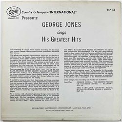 Jones George vinyl LP Sings his greatest hits  kansi VG+ levy EX Käytetty LP