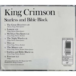King Crimson CD Starless And Bible Black  kansi EX levy EX Käytetty CD