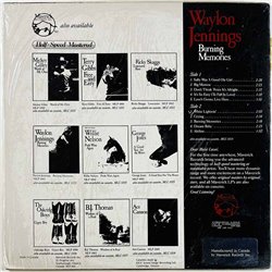 Waylon Jennings vinyl LP Burning Memories  kansi EX levy EX Käytetty LP