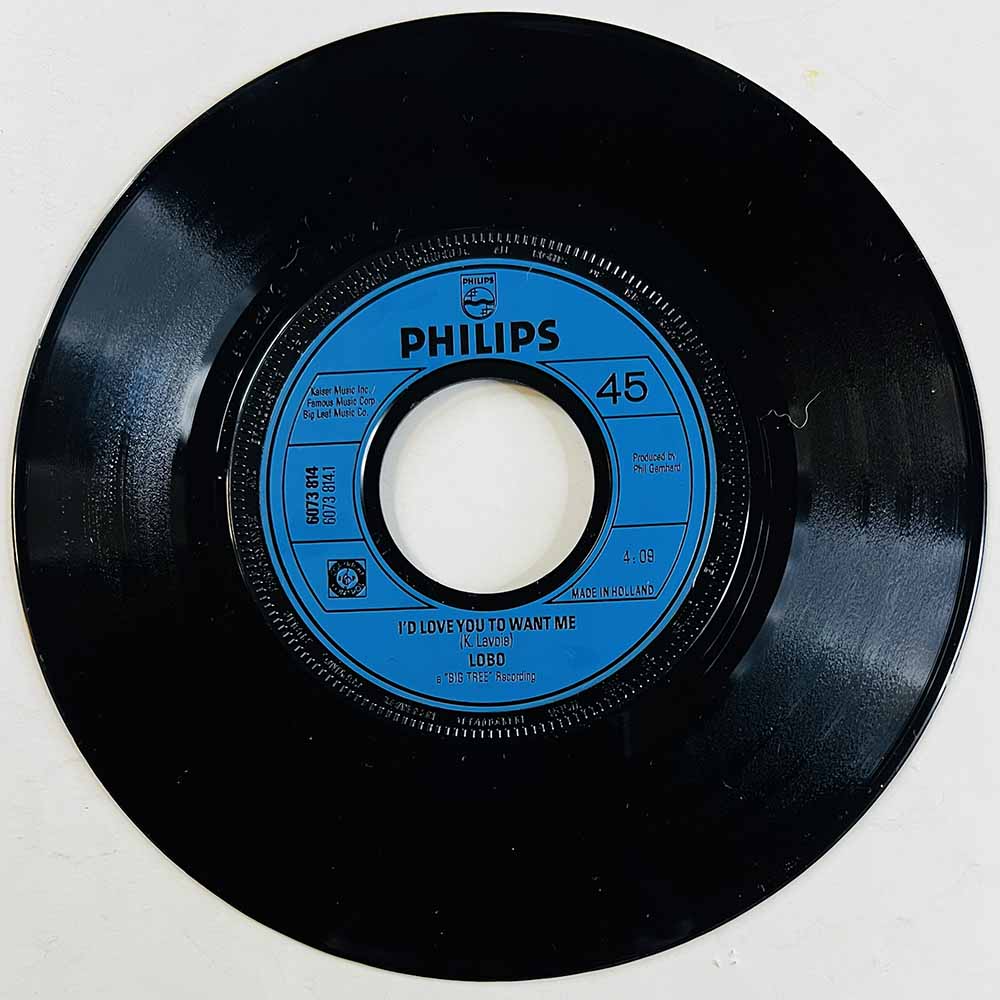 Lobo Käytetty 7” ei kuvakantta I'd love you to want me / Am I true to myself  kansi Ei kuvakantta levy EX käytetty vinyylisingle