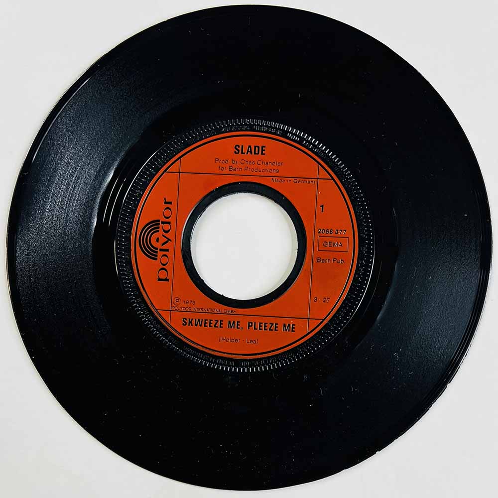 Slade Käytetty 7” ei kuvakantta Skweeze me, pleeze me  kansi Ei kuvakantta levy VG+ käytetty vinyylisingle