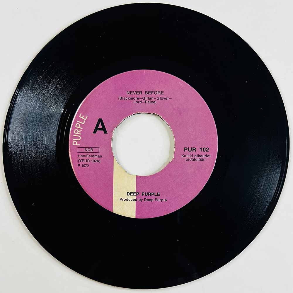 Deep Purple Käytetty 7” ei kuvakantta Never Before / When A Blind Man Cries  kansi Ei kuvakantta levy kunnottelematon käytetty v