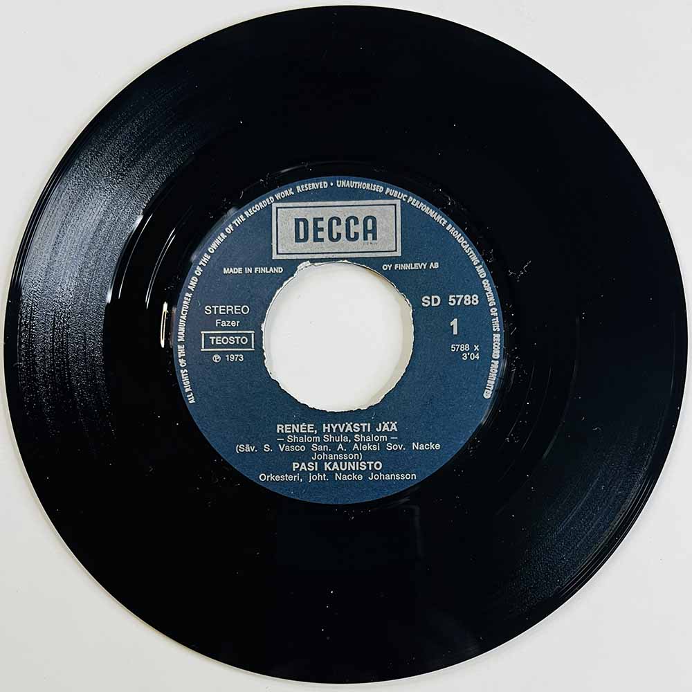 Kaunisto Pasi 1973 SD 5783 Renée, Hyvästi Jää / Tiedän Silloin begagnad singelskiva