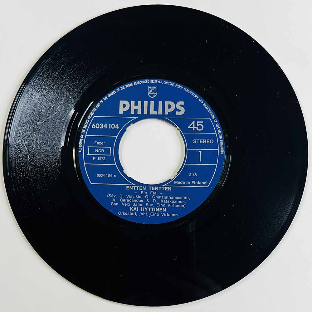 Hyttinen Kai 1972 6034 104 Entten Tentten / Sunfa-Ral-Lal-La-Laa begagnad singelskiva