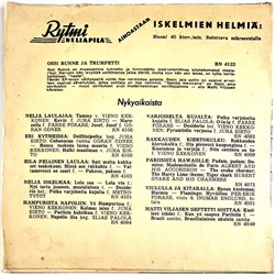 Runne Ossi vinyylisingle Ossi Runne ja trumpetti  kansi VG levy G käytetty vinyylisingle PS