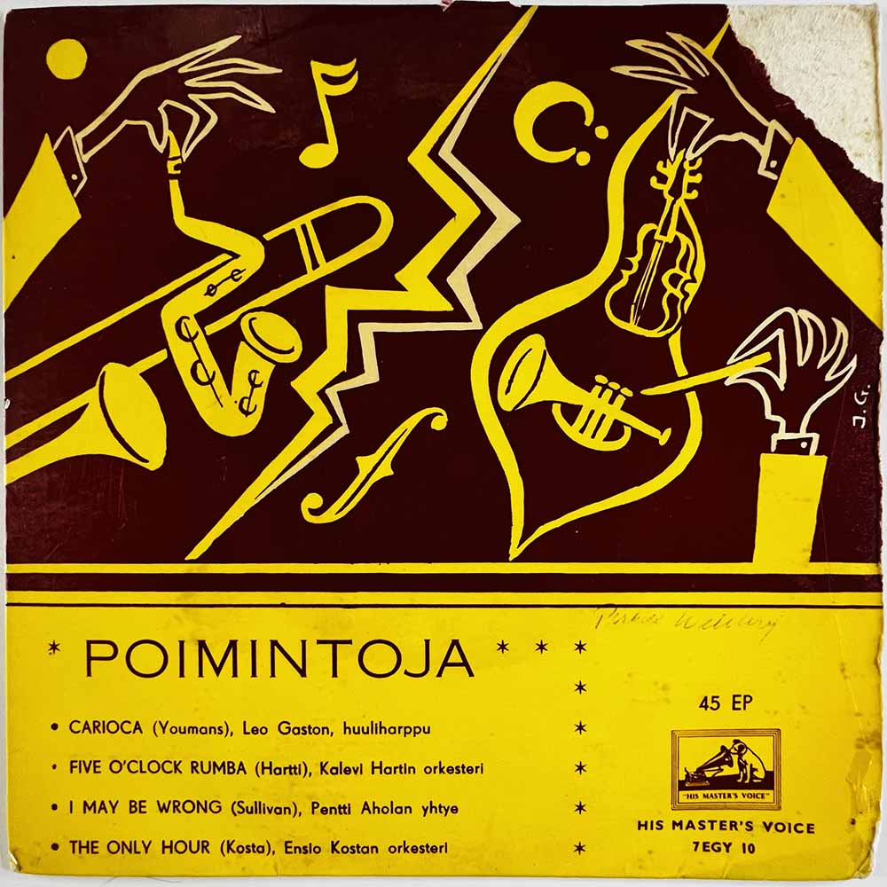 Kalevu Hartin Orkesteri / Pentti Ahola vinyylisingle Carioca / I may be wrong,  Poimintoja EP  kansi VG- levy VG käytetty vinyyl
