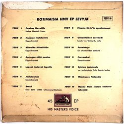 Kalevu Hartin Orkesteri / Pentti Ahola vinyylisingle Carioca / I may be wrong,  Poimintoja EP  kansi VG- levy VG käytetty vinyyl