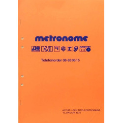 Metronome levyluettelo 1978: Artisti aakkosjärjestys ja levyn nimen mukaan  kansi EX sisäsivut EX Käytetty kirja