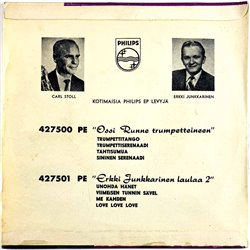 Junkkarinen Erkki vinyylisingle Erkki Junkkarinen Laulaa 2 EP  kansi VG levy P käytetty vinyylisingle PS