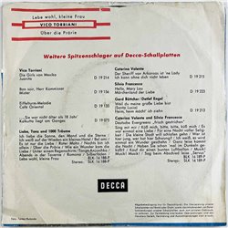 Torriani Vico vinyylisingle Lebe Wohl, Kleine Frau / Über Die Prärie  kansi G+ levy VG+ käytetty vinyylisingle PS