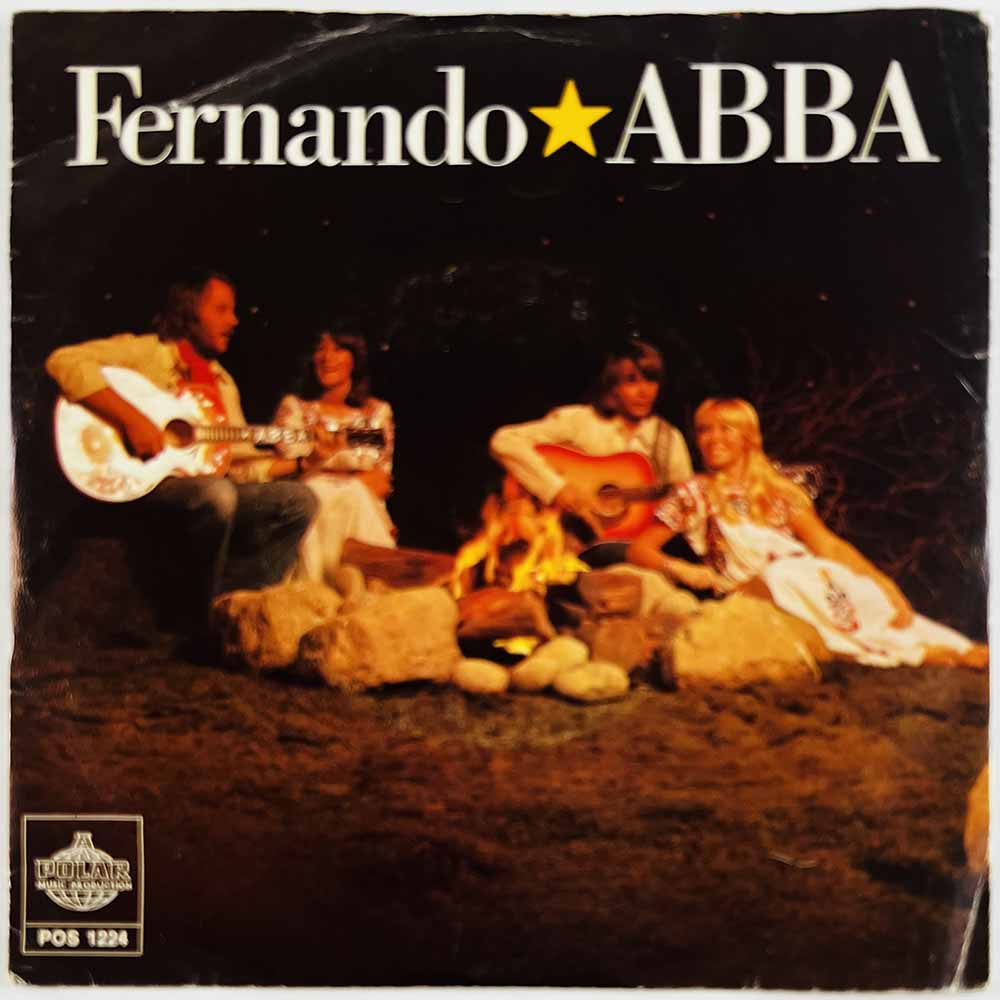 Abba vinyylisingle Fernando / Hey Hey Helen  kansi VG levy EX käytetty vinyylisingle PS