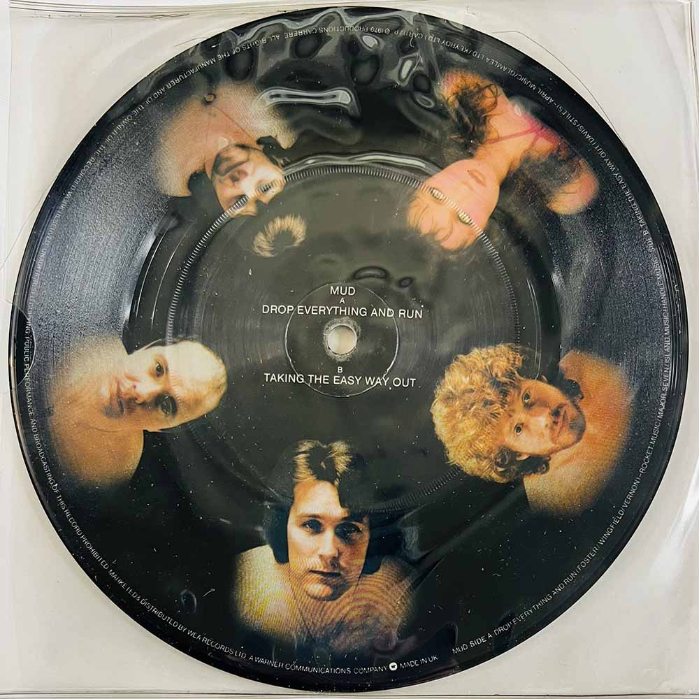 Mud vinyylisingle Drop everything and run, kuva-single  kansi paperikansi/muovitasku levy EX käytetty vinyylisingle PS