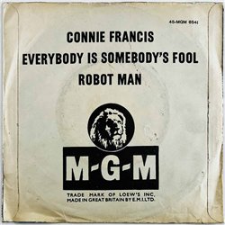 Francis Connie vinyylisingle Robot Man / Everybody's Somebody's Fool  kansi VG levy EX- käytetty vinyylisingle PS