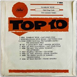 Cole Nat King vinyylisingle Ramblin' Rose / The Good Times  kansi EX- levy EX- käytetty vinyylisingle PS