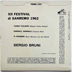 Bruni Sergio vinyylisingle Tango Italiano  kansi EX levy EX- käytetty vinyylisingle PS