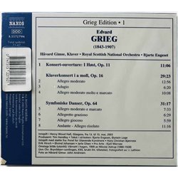 Edvard Grieg CD Klavierkonsert i a moll, Symphonic Dances  kansi EX levy EX Käytetty CD
