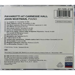 Luciano Pavarotti, John Wustman CD Pavarotti At Carnegie Hall  kansi EX levy EX Käytetty CD