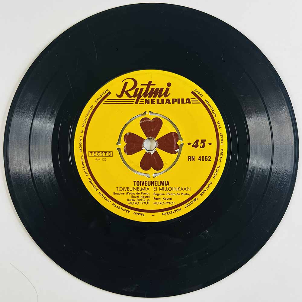Metro-Tytöt / Juha Eirto Käytetty 7” ei kuvakantta Toiveunelmia EP  kansi Ei kuvakantta levy VG- vinyylisingle