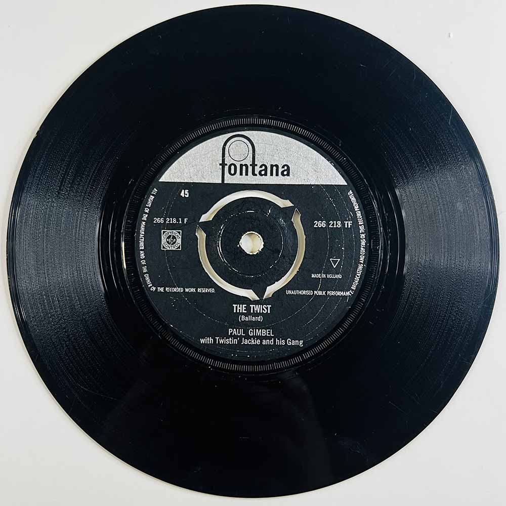 Paul Gimbel, Twistin' Jackie And His Gang Käytetty 7” ei kuvakantta The Twist / Clap your hands and twist  kansi Ei kuvakantta l