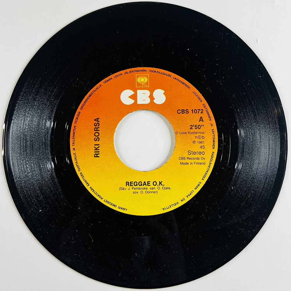 Sorsa Riki Käytetty 7” ei kuvakantta Reggae O.K. / Autograph  kansi Ei kuvakantta levy EX- vinyylisingle