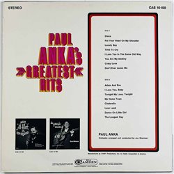 Anka Paul LP Paul Anka's Greatest Hits  kansi EX- levy VG+ Käytetty LP