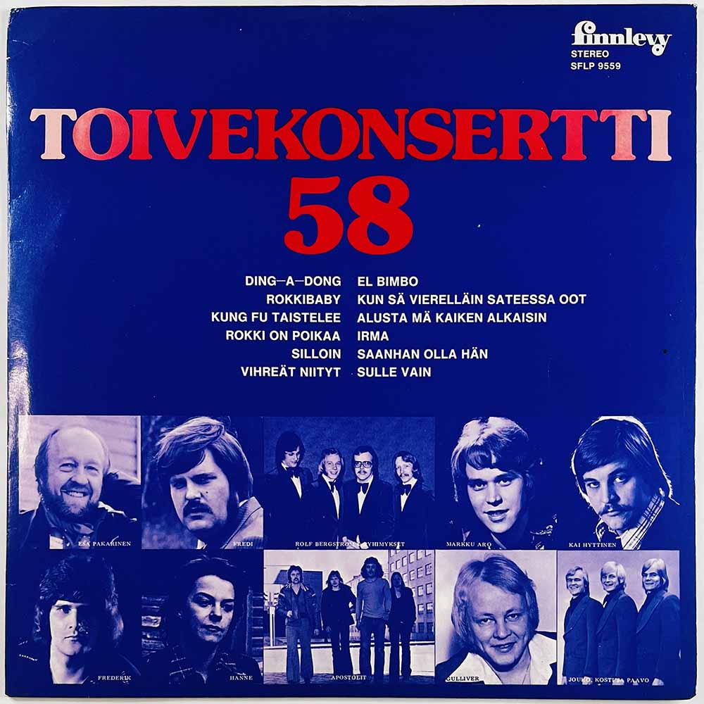 Markku Aro, Frederik, Fredi, Hanne LP Toivekonsertti 58  kansi EX- levy EX Käytetty LP