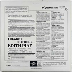 Piaf Edith LP I regret nothing  kansi VG+ levy EX Käytetty LP