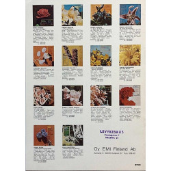 Kotimainen LP ja Kasettiluettelo: Oy EMI Finland Ab  kansi EX sisäsivut EX Käytetty kirja