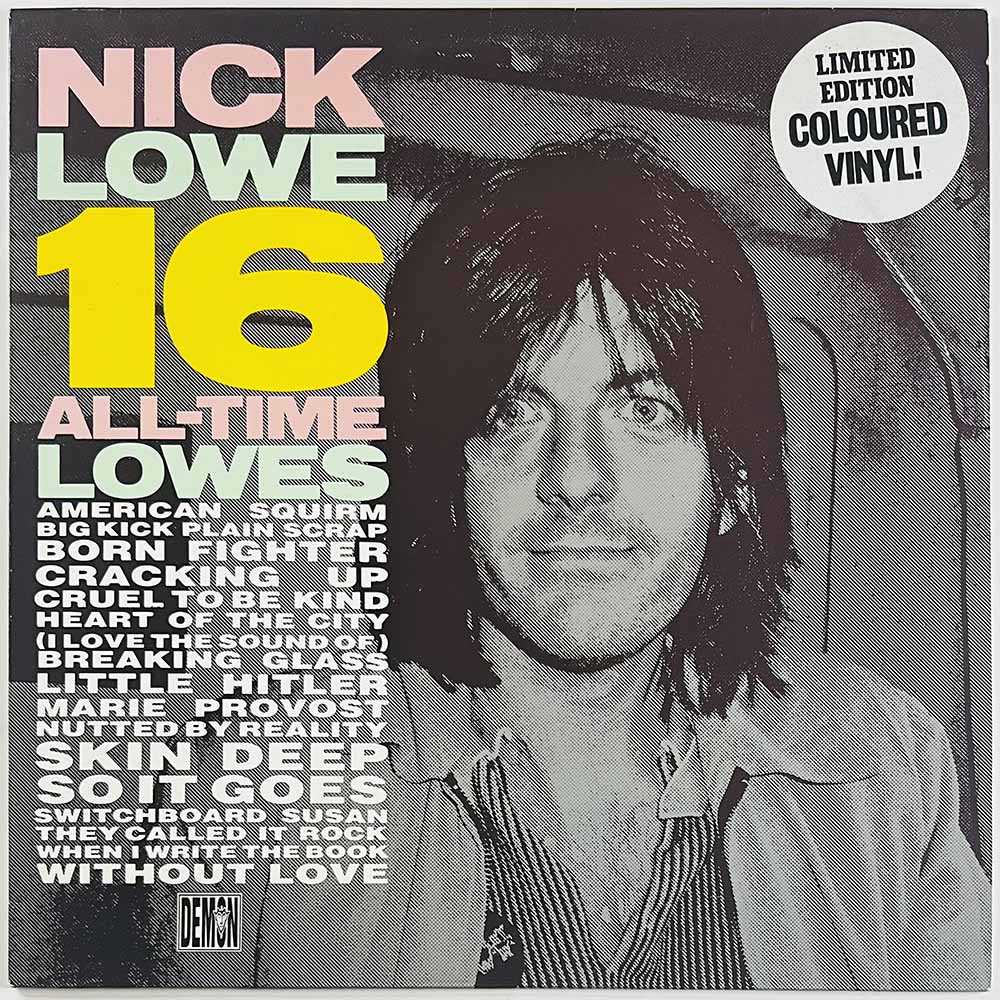 Lowe Nick LP 16 all-time Lowes, green vinyl  kansi VG+ levy EX Käytetty LP