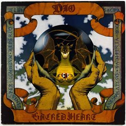 Dio LP Sacred heart, suomipainos  kansi VG- levy EX- Käytetty LP