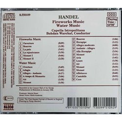 Handel Georg Friedrich, Bohdan Warchal 1988 8.550109 Fireworks music, Water music CD Begagnat