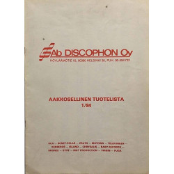 Discophon Oy: Aakosellinen tuotelista 1/84  kansi EX sisäsivut EX Käytetty kirja