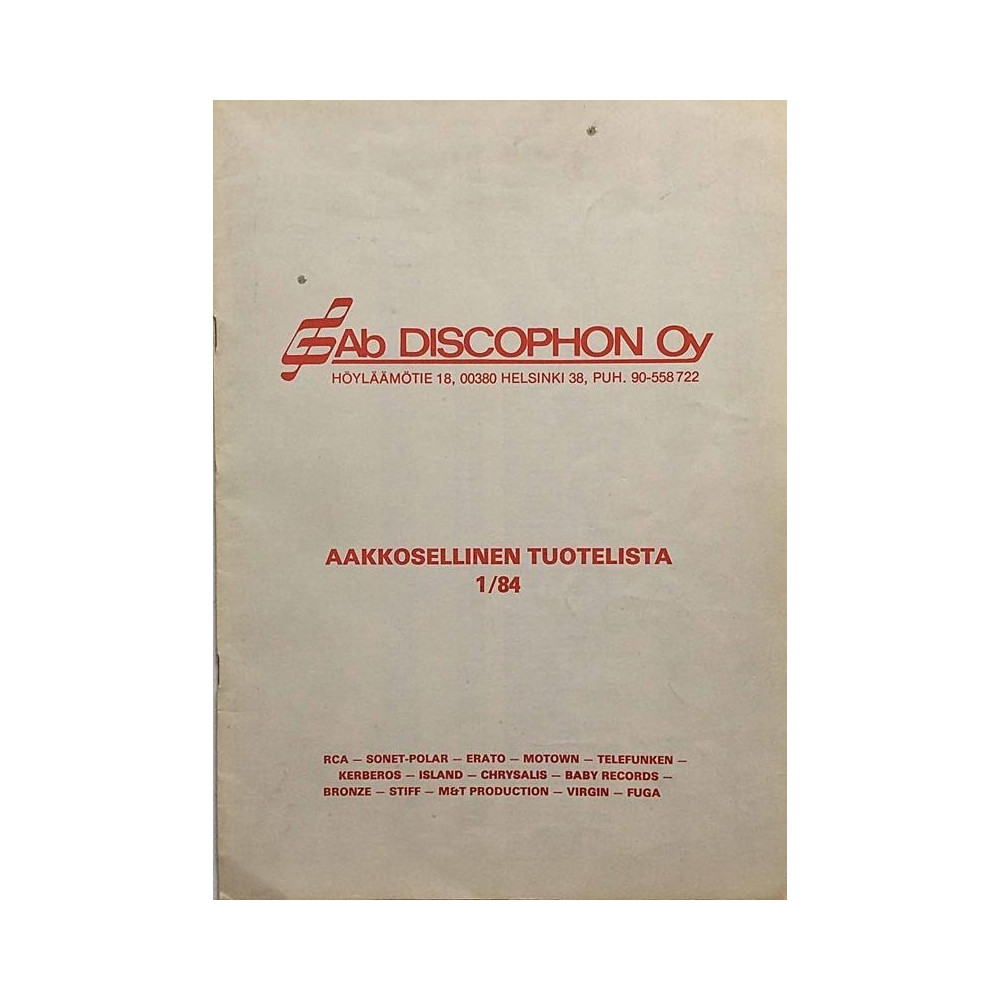 Discophon Oy : Aakosellinen tuotelista 1/84 - Used book