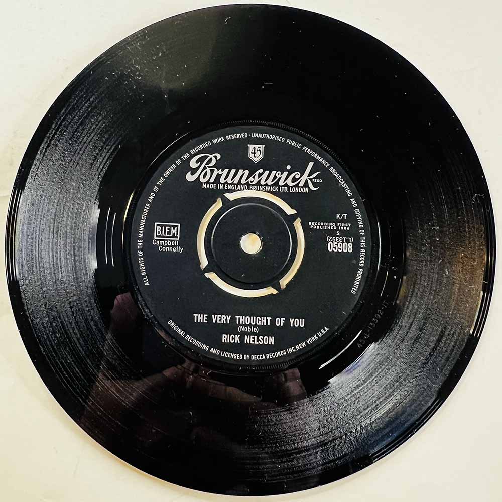 Nelson Ricky Käytetty 7” ei kuvakantta The Very Thought Of You  kansi Ei kuvakantta levy EX käytetty vinyylisingle