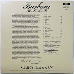 Helsingius Barbara LP Olipa kerran  kansi VG+ levy EX Käytetty LP